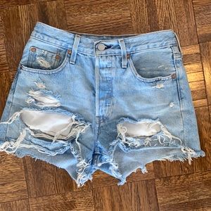 Levi’s 501 distressed denim shorts